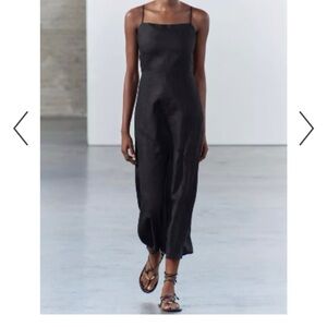 Zara Black 100% Linen Dress